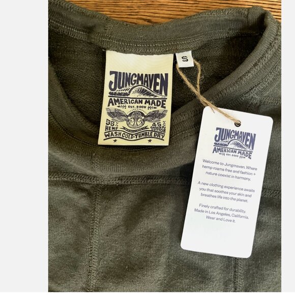 NWT Jungmaven Lightweight Sweatshirt Size Small Hemp Organic Cotton Made In USA - Picture 6 of 6